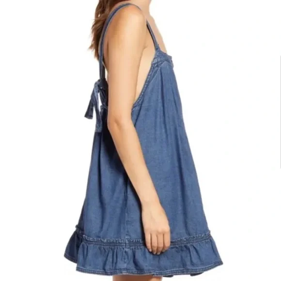 free people wild one denim mini dress, size large - Picture 3 of 9